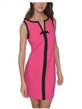 KARL LAGERFELD Stretch Scuba Crepe V-Neck Sleeveless Sheath Dress 16